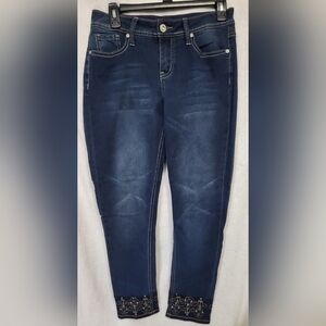 Hydraulic Tribeca Mid Rise Embellished Skinny Jeans Size 8